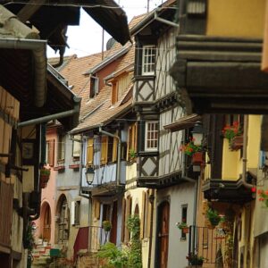 Medieval streets Equisheim Alsace France