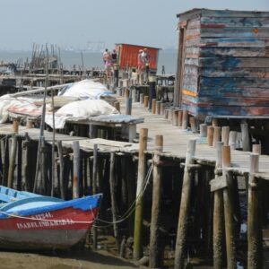 Setubal fishing jetties west coast of Portugal