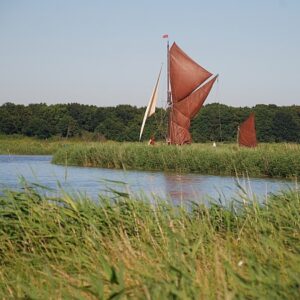 Historic sailing barges at Snape Bridge Suffolk