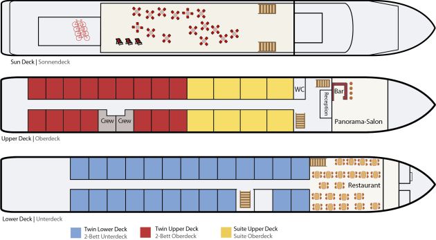 Floor plan of river cruiser De Willemstad