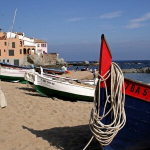 Boats at Calella cove in Catalonia Spain