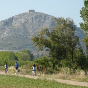 Cycling by the Massif de Montgri in Catalonia Spain