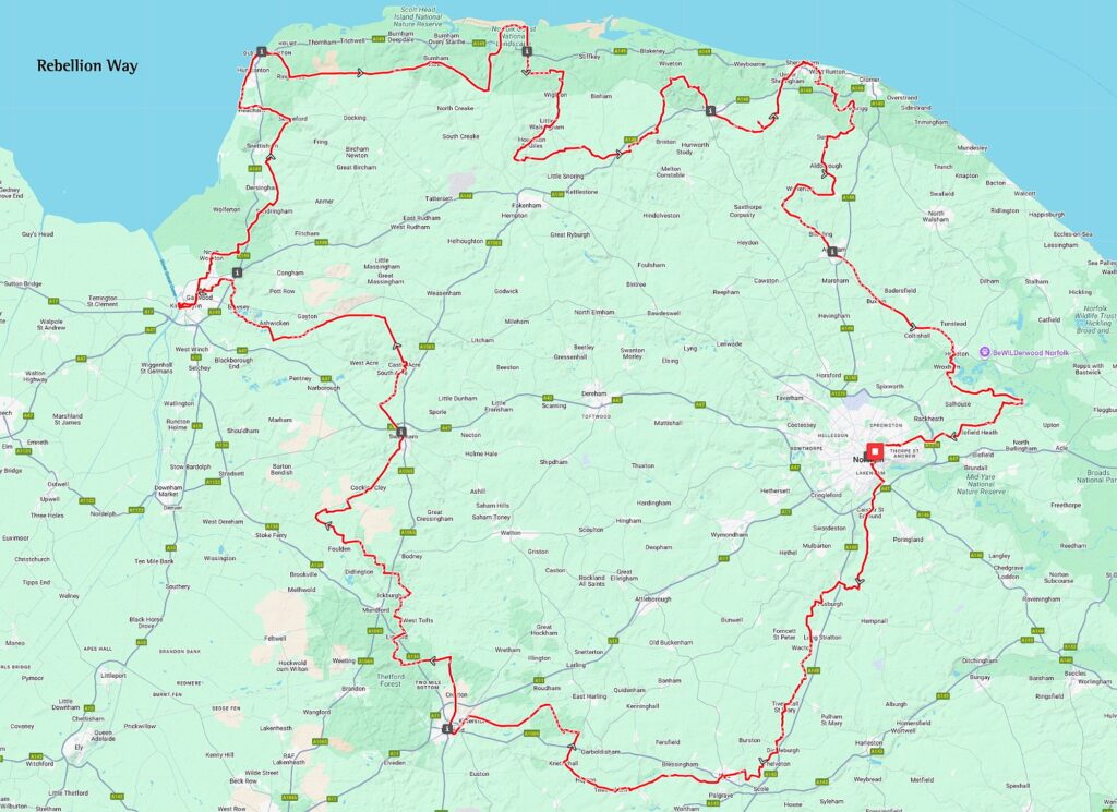 Rebellion Way NORFOLK Map Cycle Breaks